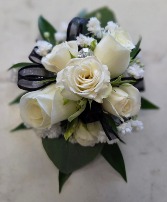 White and black Elegance  Wrist Corsage