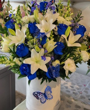 White and blue arrangements  Any occasion 