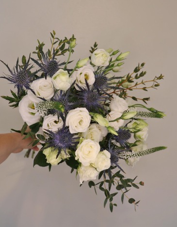 White and Blue Bouquet in Trenton, ON | Designs by Alexis Rose