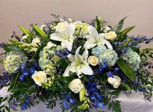 White and Blue Casket Blanket