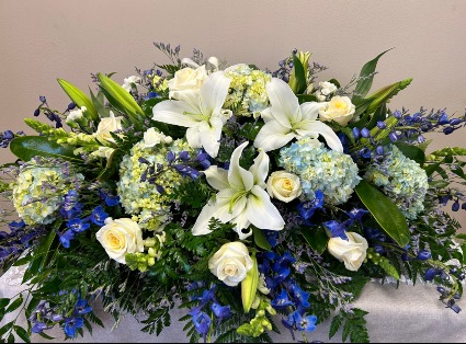 White and Blue Casket Blanket