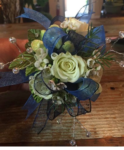 White and Blue Corsage Corsage, Prom