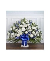 White and Blue Floor Basket One sided