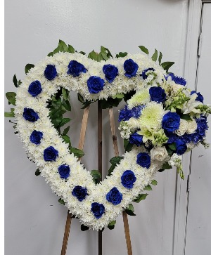 White and blue heart Funeral services 