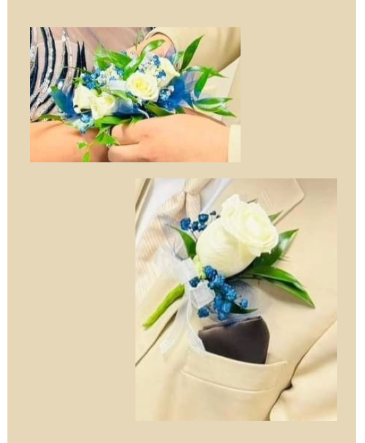 Cream Blue Prom Set  in Dodge City, KS | Love And Bloom Flower Boutique