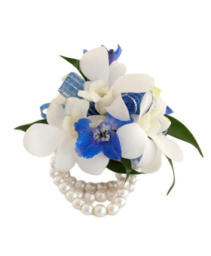 white and blue Wristlet Prom