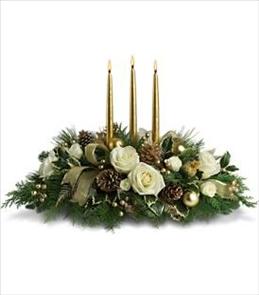 White and gold centerpiece Christmas