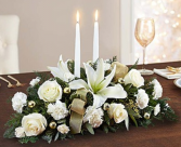 White and Gold Holiday Centerpiece
