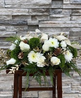 White and Green and Gold Casket Spray sympathy 
