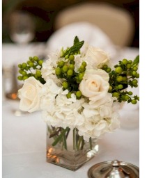 White And Green Centerpiece Reception Flowers