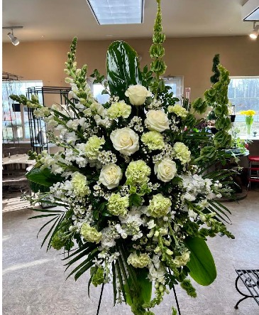 White and Green Standing Spray   in Bellingham, WA | M & M FLORAL & GIFTS