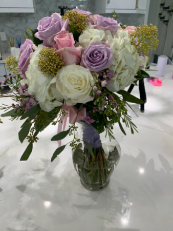 White and lavender bride bouquet  