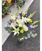 White and lavender  Vase Arrangement 