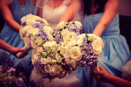 White and light blue1 Bridesmaids Bouquets