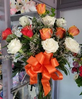 White and orange roses Any occasion 