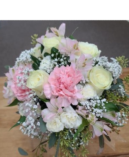 White and Pale Pink Prom Bouquet FHF-P65 Pick up only 