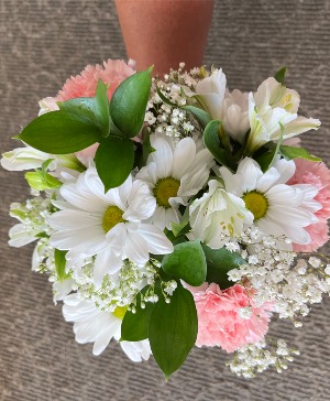 White and pink hand held  hand held white and pink flowers 