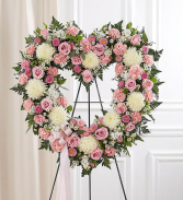 White and Pink Open Heart Wreath