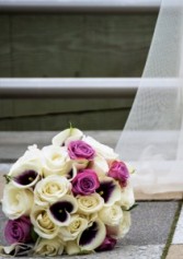 White and purple Bridal bouquet
