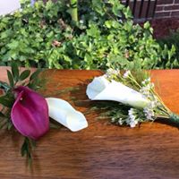 White and Purple Calla Boutonnieres