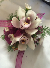 White and Purple Orchid Corsage