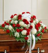 WHITE AND RED CASKET 