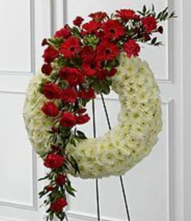 White and Red Sympathy Wreath