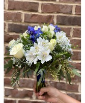 WHITE AND ROYAL BLUE PROM PROM