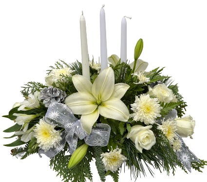 White and Silver Elegance Centerpiece