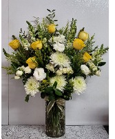 White and yellow vase Funeral 