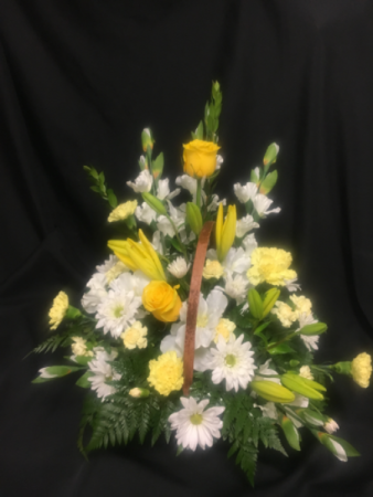 White and Yellow  Basket Arrangement  in Red Lake, ON | FOREVER GREEN GIFT BOUTIQUE