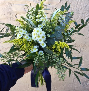 White and Yellow Wildflower Prom Bouquet Handheld Bouquet