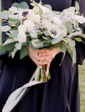 White Anemone Eucalyptus Handheld Bouquet 