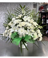 White Angels Above  Funeral Basket 