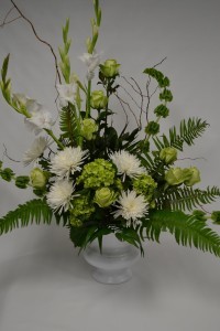 White basket Sympathy basket in Byfield, MA | Anastasia's Flowers on Main