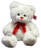 White Bear With Red Bow Plush