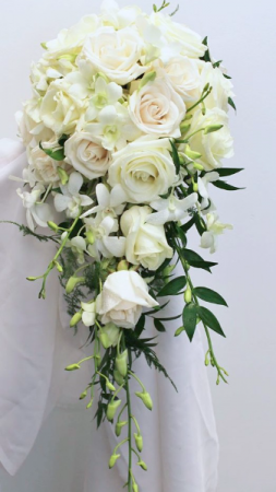 White Beauty Cascade Bridal Bouquet 