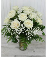White Beauty- One Dozen Vase Arrangement