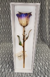 White & Blue Opal Gold Dipped Rose 