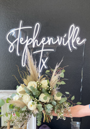 White Boho  Wedding Bouquet in Stephenville, TX | University Flowers & More