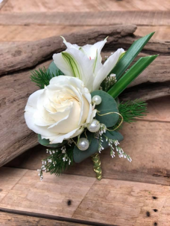White Pearls Boutonniere