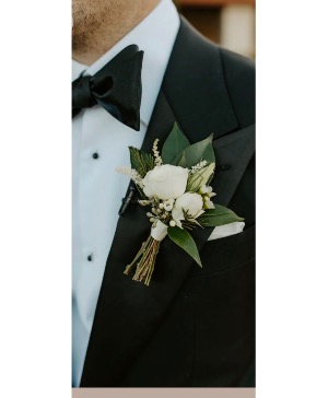 White Boutonniere Elegant  