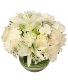 White Bubble Bowl Vase of Flowers