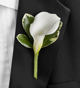 WHITE CALLA BOUTONNIERE in Camp Pendleton, CA | CAMP PENDLETON FLORIST WHITE CALLA BOUTONNIERE in Camp Pendleton, CA | CAMP PENDLETON FLORIST