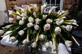 White Callas and Roses Casket Spray