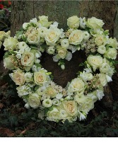 White Caress Heart Wreath