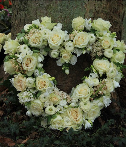 White Caress Heart Wreath