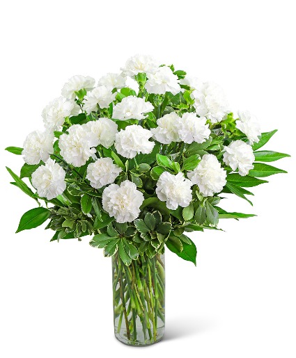 White Carnations Vase Flower Arrangement