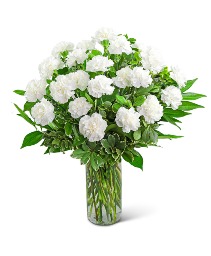 White Carnations Vase Flower Arrangement