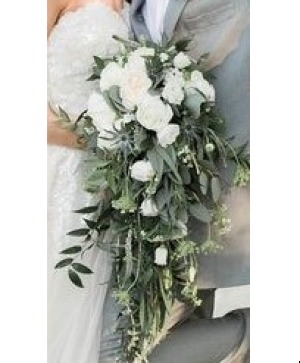 White Cascading Bouquet 